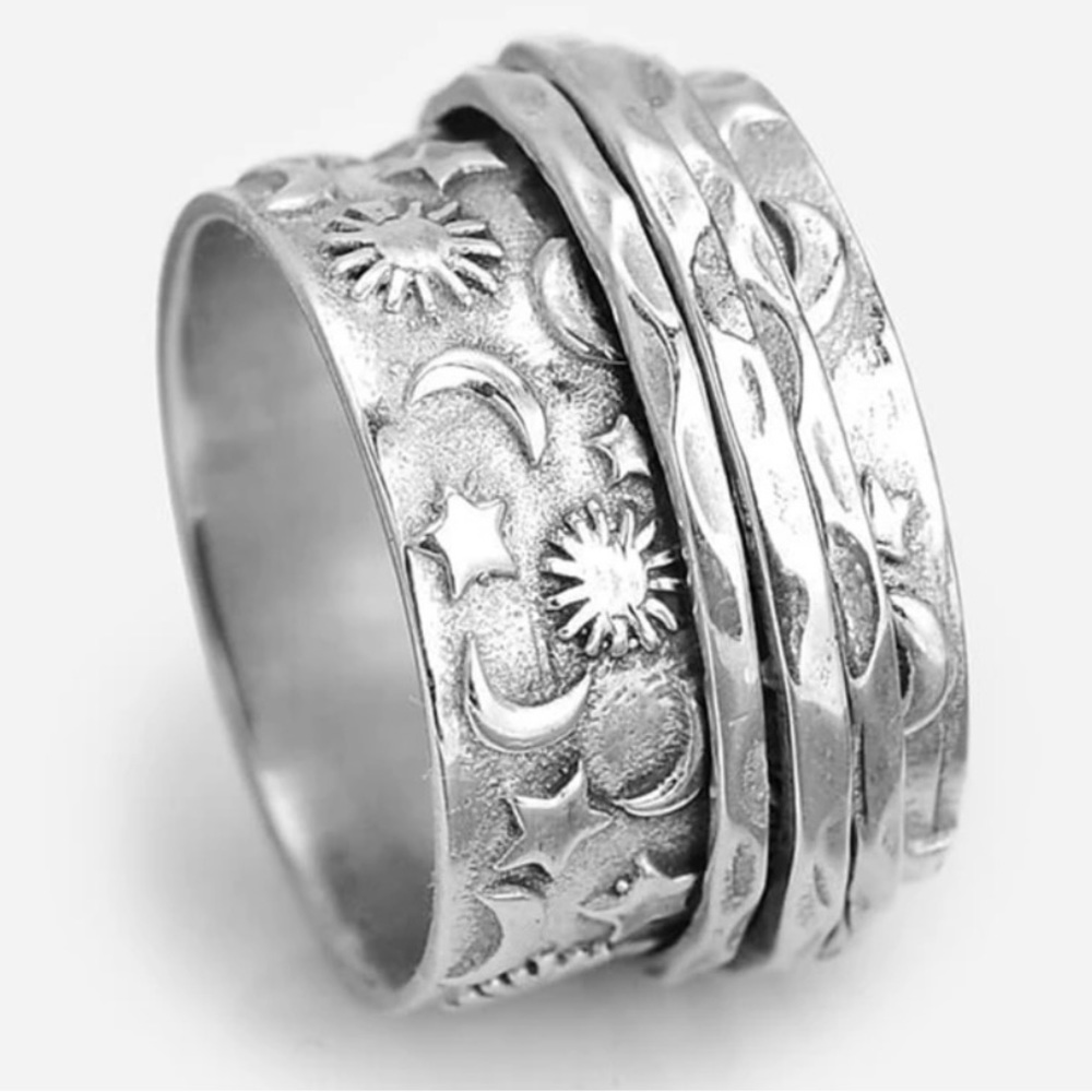 celestial moon cycle twist ring